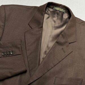 New Super 100s Blazer Merino Wool Pinstripe Sport Coat Suit Jacket Brown 44s